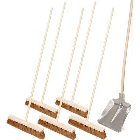 BRB Lot de 5 fouets en coco - Longueur : 500 mm - 1 pelle en aluminium