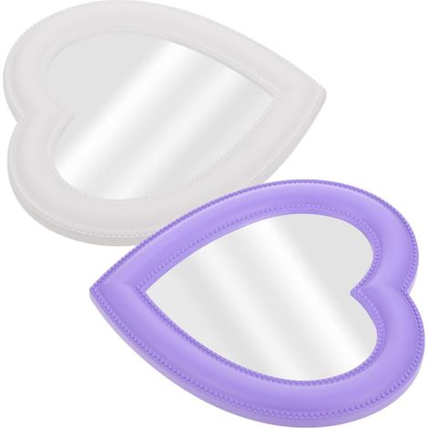 Lot 2 petits miroirs de maquillage décoratifs en forme de cœur pour coiffeuse, pour femmes (1/5)