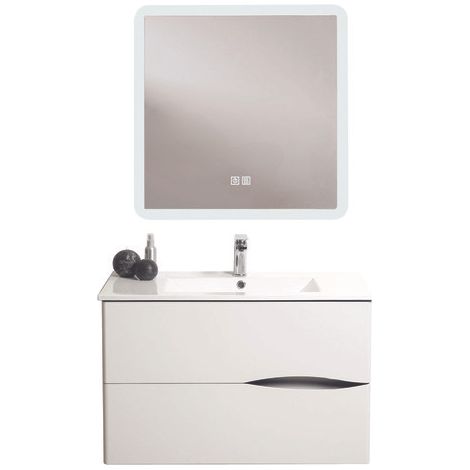 ONDEE ZEN - Meuble salle de bain à suspendre 2DOO - 70cm - Blanc - Miroir ATHENA (1/3)