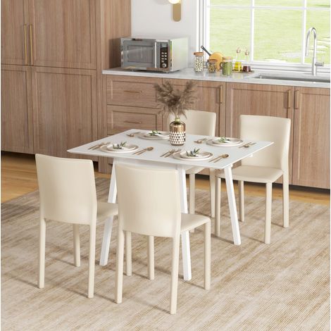 Esstisch Klapptisch ausziehbar 110 cm aus Holz Weiß OKMYHOME (1/4)