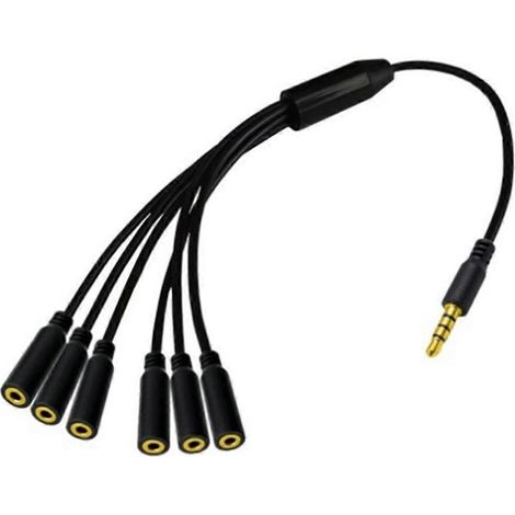4-poliger TRRS-Stecker auf 6-Port-Aux-Kabel-Kopfhörer-Mikrofon-Audioadapter