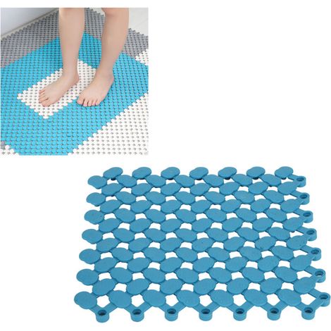 Tapis emboîtable antidérapant 20x20cm, 6 pièces, pour cuisine, salle de bain, douche, balcon, piscine (bleu) (1/5)