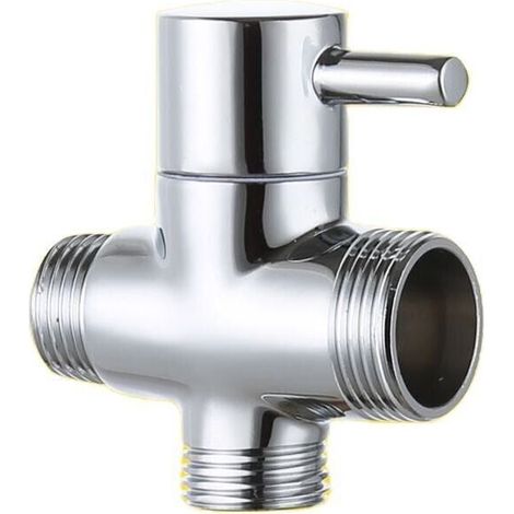 Vanne de dérivation, Homme mâle 20 mm et 25 mm & quot Robinet en laiton T adaptateur chromé salle de bains robinet de douche accessoires inverseur de l'eau vanne de remplissage 3 voies, mâle (1/4)