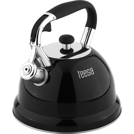 Hervidor de agua Teesa de acero inoxidable con silbato, 3 litros, apto para inducción a gas.