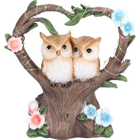 Veilleuse solaire de jardin en forme de cœur, figurine d'animaux simulant un couple, pour balcon ou extérieur. Décoration de jardin.