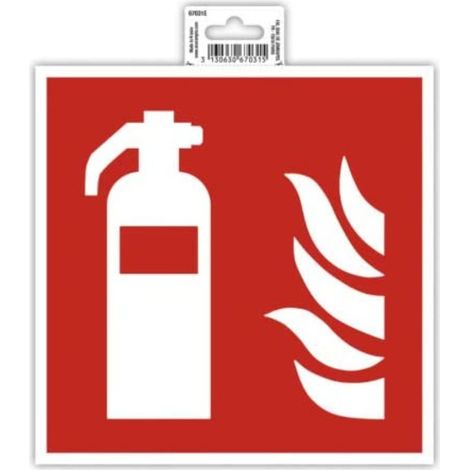 1 panneau autocollant EXTINCTEUR - En PVC traité anti-dérapant et résistant aux UV - Dimensions du panneau : 20 x 20 cm - Coloris rouge (1/3)