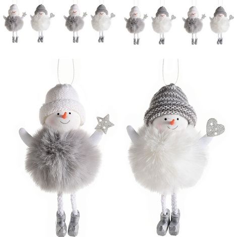 8 Addobbi Natalizi da Appendere per Albero a Forma Pupazzo di Neve in Peluche (1/3)