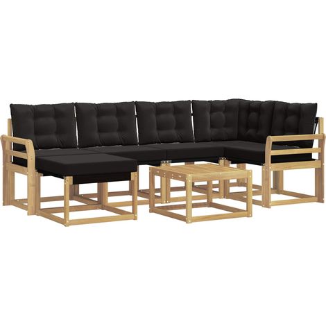 Outdoor Sofa Set 7 pcs White and Black vidaXL