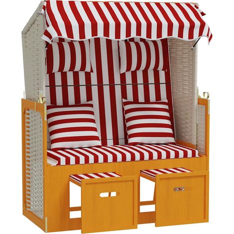 Maison Exclusive - Strandkorb mit Kissen Poly Rattan und Massivho (1/5)