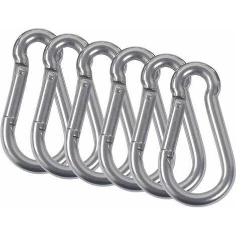 M5 Mousquetons Acier Inoxydable 304 Mousqueton Pompier Ressort Avec Mousqueton De Fixation Pour Camping Randonnée Hamac Balancoire 6Pcs