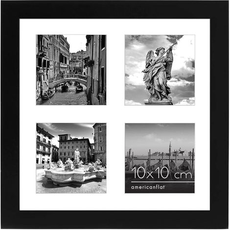 Cadre Photo pêle-mêle Noir 10x10 cm - Cadre 25x25 cm sans Passe-Partout ou 10x10 cm avec Passe-Partout - MDF avec Verre Résistant aux Chocs - pour Mur (1/5)