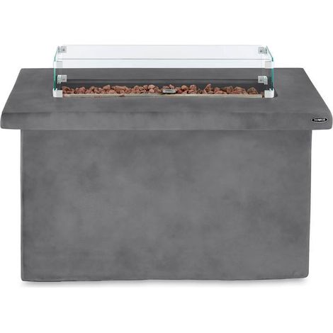 Tower T978529 Large Magna Rectangular Gas Fire Pit made from Magnesium Oxide, Fire and Moisture Resistant, Grey (1/5)