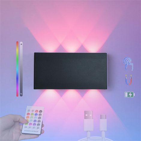 Applique Murale LED RGB Sans Fil, Rechargeable USB, Fixation Magnétique, Tactile, Télécommande et Luminosité Réglable (1/5)