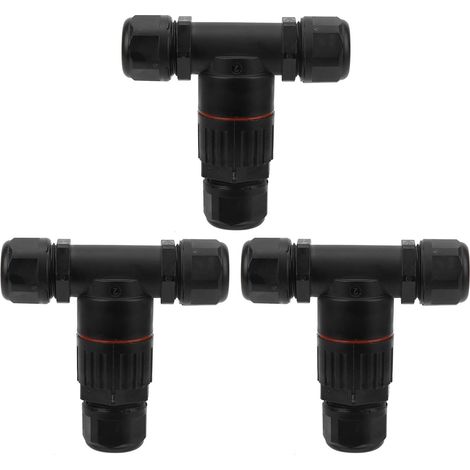 3 pièces IP68 connecteur étanche câble électrique 3 voies forme T accessoires industriels extérieurs, pour panneaux d'affichage extérieurs, lumières de paysage routier (1/5)