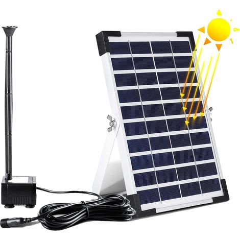 Pompe de bassin solaire, puissance de 12W, débit de 500L/h, hauteur de pulvérisation de 60 cm (1/5)