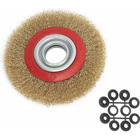 DEESSE SHOP - Roue à fil 6 pouces 150mm roue à fil pour polissage de meuleuse d'établi et réducteur de 10 pc roue à anneau fixe brosse fil rond en acier nettoyant (1/5)
