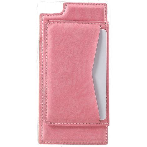 Coque arrière pour Huawei Ascend P8 Lite - Espace pour carte - Cuir mat rose - Étui de protection (1/5)