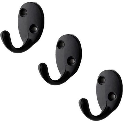 Lot de 3 Patère Murale en Zinc Crochet Porte Manteau-Noir MKK58 (1/4)