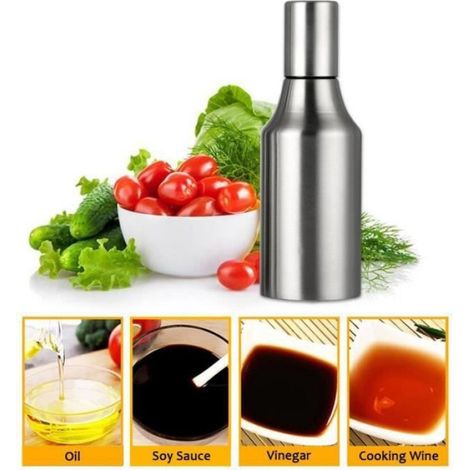 Bouteille D'huile d'olive - Distributeur de Huile Vinaigre, Acier Inoxydable Anti-Fuite Sauce Pot, Ustensile de Cuisine 750ml (1/4)