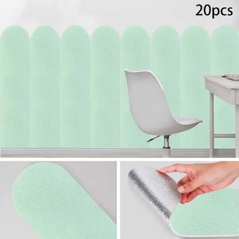 (Vert, 60 cm x 15 cm) Sticker mural en mousse 3D auto-adhésif, décoration murale amovible, résistant à l'humidité et à la décoloration. (1/4)