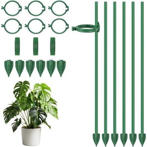 Supports pour plantes grimpantes – Ce kit de 21 pièces comprend 6 supports, 6 clips, 3 connecteurs et 6 tuteurs pour plantes grimpantes. (1/5)
