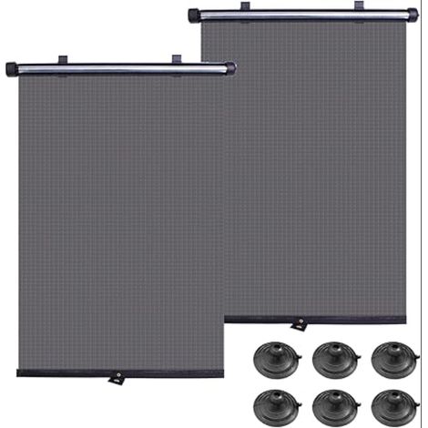 Pare-Soleil Enrouleur pour Fenêtre de Voiture Store Latéral Auto avec Ventouses Toile Maille Noire Bloquence Les UV et Soleil pour Bébé Universel 40 x 45 cm (1/5)