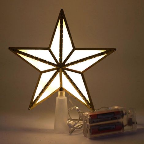 Leuchtender Stern für Weihnachtsbaum, 17 cm großer 3D-Stern mit LED-Licht, schmücken Sie Ihren Weihnachtsbaum (Golden) (1/5)