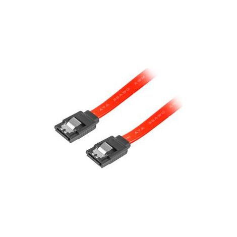 Cable SATA Lanberg Data II (3 Gb/s) hembra/hembra de 0,5 m con cierres metálicos rojos (1/3)