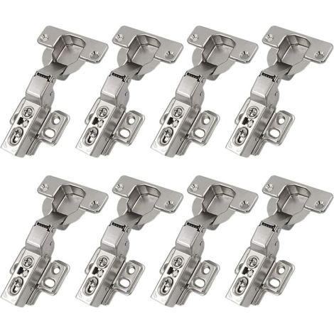 Charnières à couverture complète de 110 degrés avec mécanisme de fermeture automatique à amortisseur intégré pour armoires de porte de cuisine, paquet de 8 (1/5)