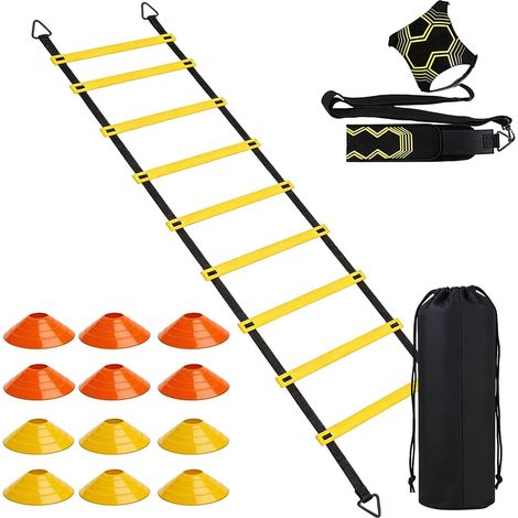 Kit Entraînement Football - Ensemble Complet - Polypropylène et Néoprène - Échelle Agilité et Cônes - Pour Enfants et Adultes - 6 Mètres (1/5)