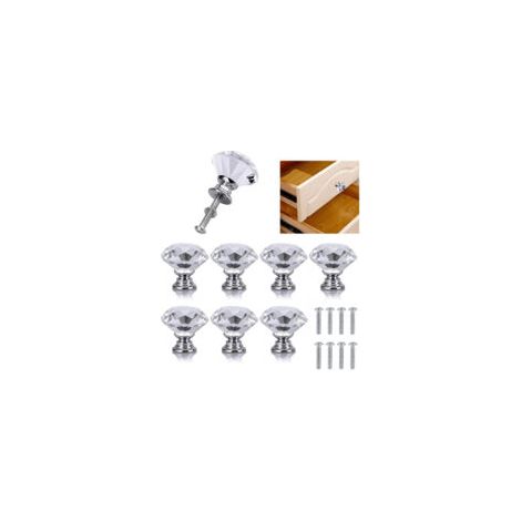 8 pomos de cristal para puertas, tiradores de diamante, tiradores de muebles de diamante, pomos decorativos para armarios, cajones y cocinas - 30 mm - Crezuo