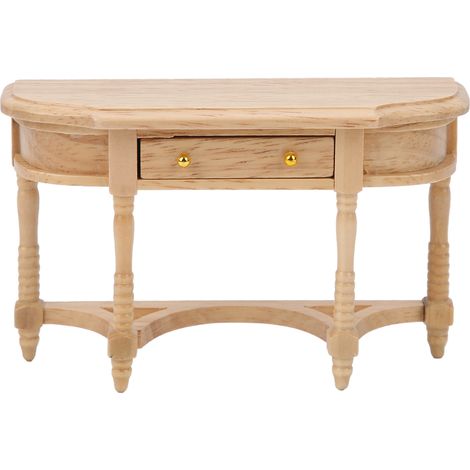 Tableau en bois miniature pour maison de poupée, bureau demi-rond en rondin, accessoire 1:12 (1/5)