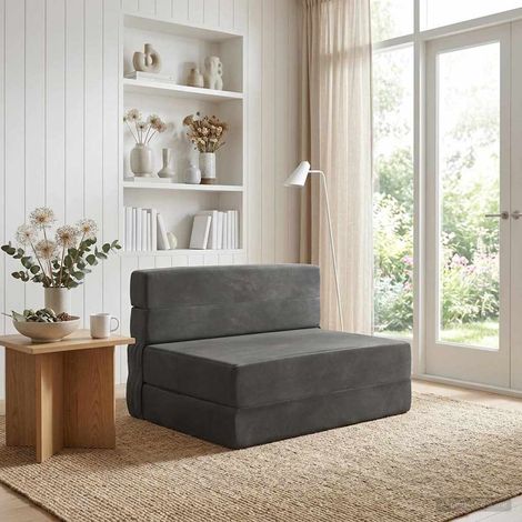 Teenpull – Klappsofa Bett Dunkelgrau 70 x 80 x 60 cm Stoff (1/5)