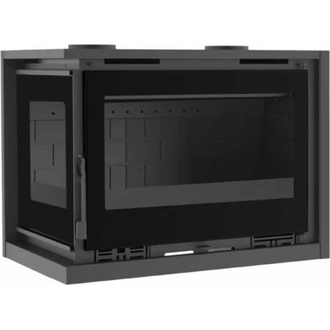 Insertable de Leña 80 cm a 2 Caras Rincón Izquierda con Turbinas FM Modelo IT-182 IFK Cristales Serigrafiados y Interior fundición.