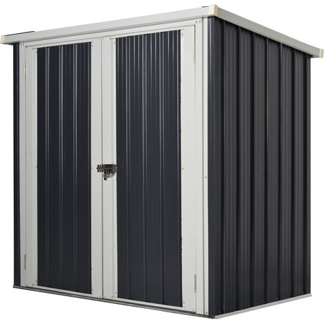 Abri de jardin métal noir et blanc 1,26 m² – Double porte avec loquet – Toit incliné pour évacuation optimale de l'eau – Montage facile – MH (1/5)
