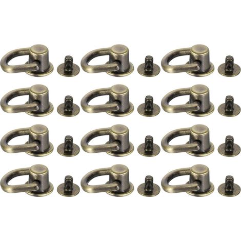 12 Pièces de Boutons à Tête de Poteau avec Anneau en D, Rivets à Vis de 12mm pour La Confection de Cuir Diy, Ton Bronze (1/5)