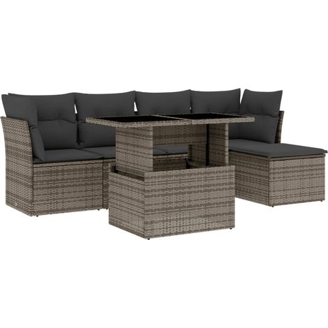 Maison Exclusive - 6-tlg. Garten-Sofagarnitur mit Kissen Grau Pol