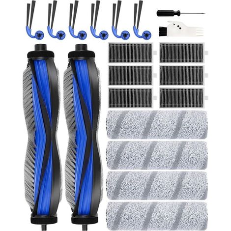 20 Accessoires pour ECOVACS DEEBOT X11 OmniCyclone/X11 Pro Omni Robot Aspirateur: 2 Brosses Principales, 6 Brosses Latérales, 6 Filtres, 4 Rouleaux de Lavage, 1 Brosse de Nettoyage, 1 Tournevis (1/5)