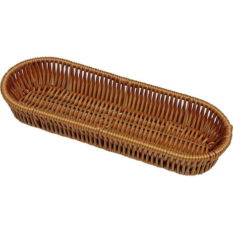 Lot de 3 paniers de rangement (25 x 8,5 x 5 cm) en osier tressé, multifonctionnels et faits main, idéaux pour ranger la vaisselle et les objets de décoration. (1/3)
