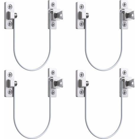 4pcs Entrebâilleur Fenêtre Porte Restricteur de Porte de Fenêtre Verrou Fenetre UPVC Verrouillage de Limite Verrou de Sécurité Câble Serrure de Limite Avec Clé et Vis-- (1/5)