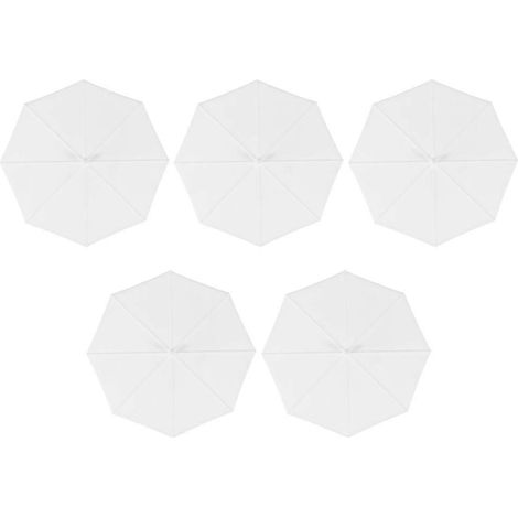 Lot de 5 couvre-tasses en silicone réutilisables, anti-fuites, en forme de parapluie.-11.5X11.5X1CM-White (1/3)