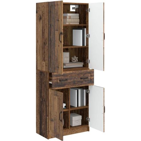 Ensemble de Meubles en Bois Massif Style Rétro - Lot de 2 Pièces, Design Industriel Vintage pour Salon et Bureau (1/5)