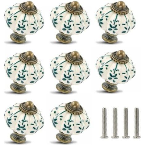 Juego de 8 pomos de cerámica – pomos de armario en forma de calabaza, pomos vintage para cómodas – tiradores vintage para cajones con tornillos para muebles y proyectos DIY FLITI (1/4)
