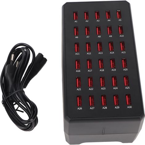 Station de charge USB 150 W à 30 ports, chargeurs de bureau multiples pour téléphones portables et appareils numériques, modèle WT268, prise européenne (100-240 V). (1/5)