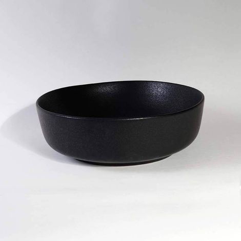 Rue Du Bain – Vasque à poser bol céramique noir mat 42 cm – Finition martelée – Sans trop plein – Compatible bonde clic-clac universelle (1/3)