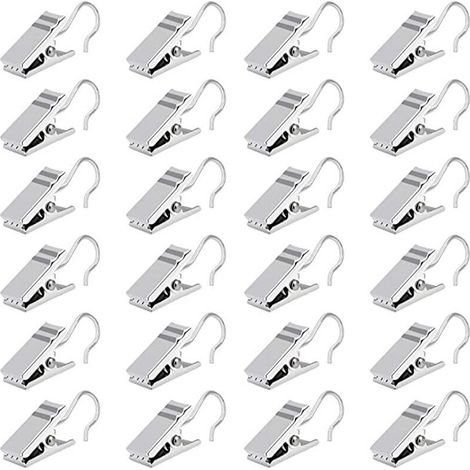 100 Stück Metall-Vorhangclips, 3,3 cm, silberfarbene Clip-Ringhaken, Edelstahl-Vorhangclips für Duschvorhänge und Fotokarten (1/5)