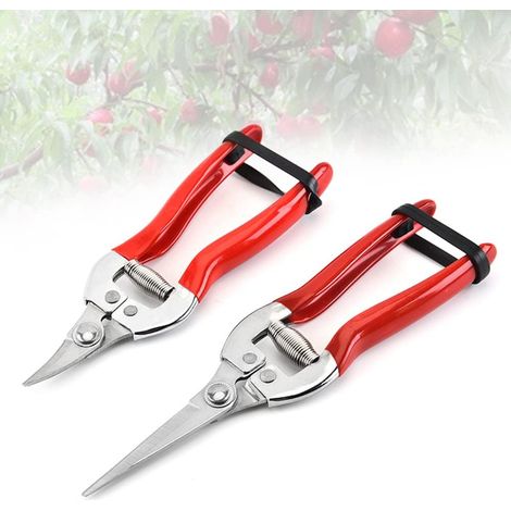 Lot 2 Secateurs Jardin Rouge Lames Inox Pointue Courbee 20 et 17 cm Poids Plume 104 98 g Elastique Rangement Taille Precision Fleurs Herbes Aromatiques Bonsai (1/5)