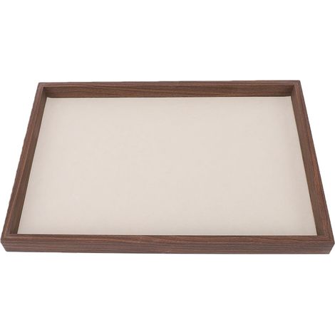 Présentoir à Bijoux Bois de Noyer Velours 35 X 24 X 2,5 Cm Bois de noyer, doublure en velours suédé, rangement de table à tiroirs, utilisation pour salon professionnel de vanité (1/5)