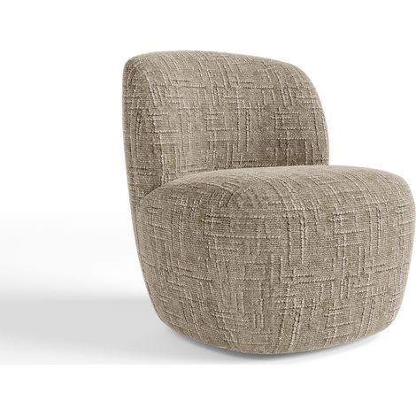 Fauteuil pivotant en velours tramé taupe (1/5)