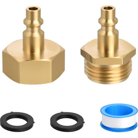 Adaptateur de purge d'hiver en laiton pour camping-car 1/4 Compresseur d'air Connecteur rapide vers raccord de tuyau d'arrosage 3/4 GHT pour système d'arrosage de camping-car (1/4)